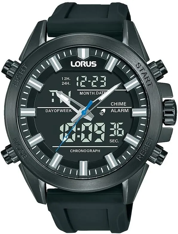 LORUS Reloj analógico Digital para Hombre con Correa de Silicona RW671AX9