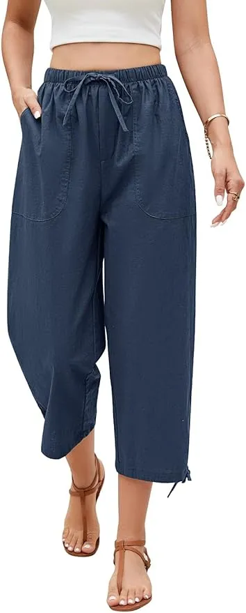 Niwicee Pantalones Mujer Verano Lino Algodón