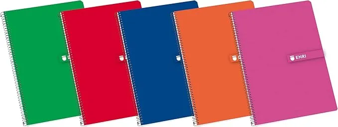 Pack 4 Cuadernos ENRI A4 con Espiral 360º y Tapa Dura