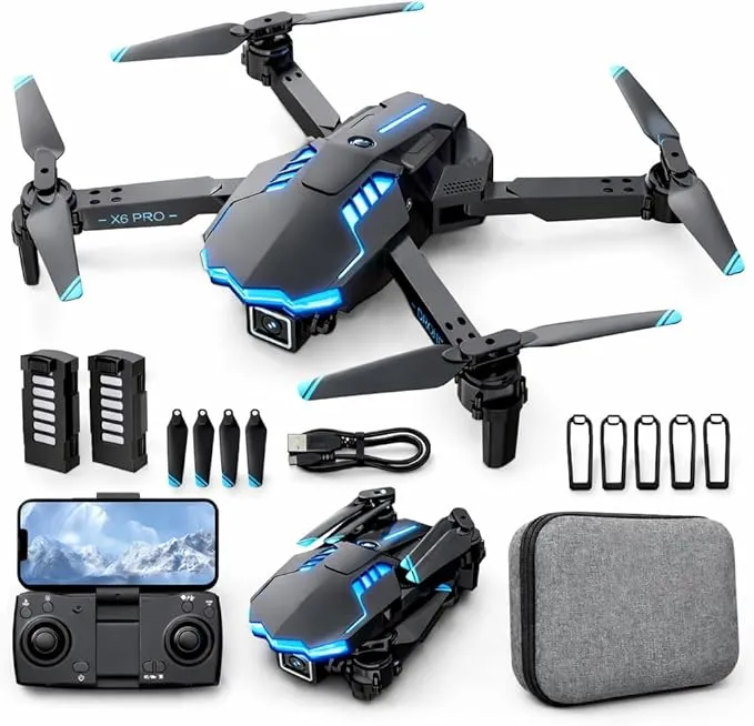 Drones con Camara 1080P Dron para Niños con Motor Brushless Drone FPV con 30min de Vuelo/Altitud Retención RC Quadcopter para Principiantes, Juguetes Regalo para Niños, Menos de 249g (White)