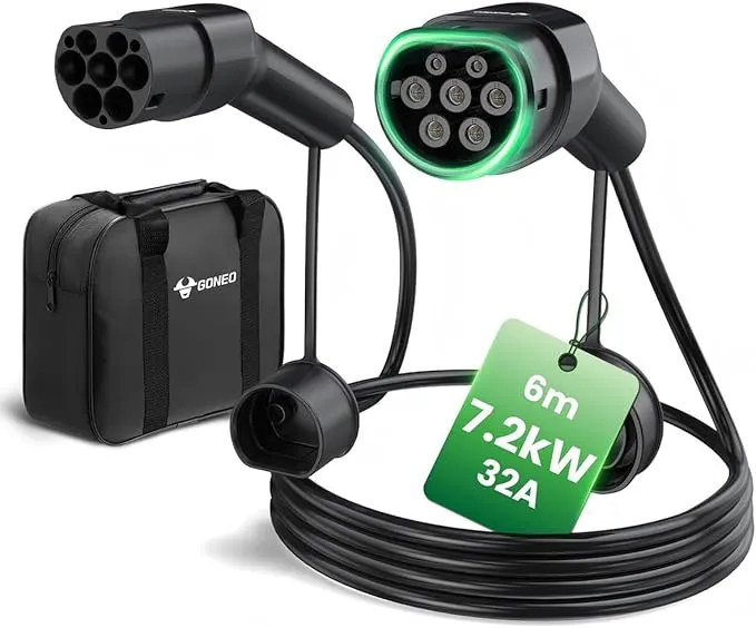 Cable de Carga para Coche Eléctrico GONEO Tipo 2 7.2kW 6 Metros