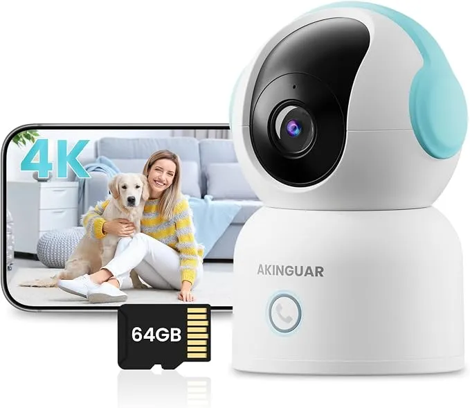 Cámara de Vigilancia WiFi 4K 8MP Interior con Tarjeta 64GB