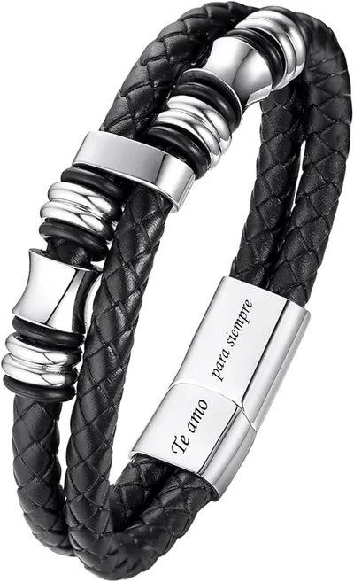 VNOX Pulsera Hombre Personalizada con Grabado Personalizable