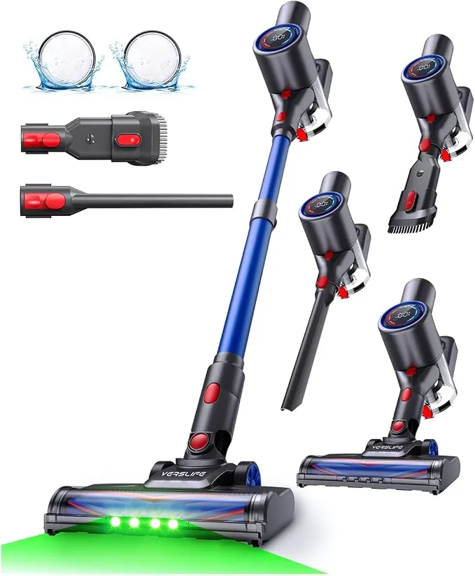 VersLife Aspiradora sin Cable 40KPA Potente con Pantalla LED y Autonomía de 45 Minutos