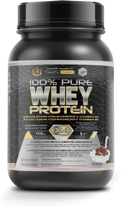 Healthy Fusion Whey Protein | ProteÃna Whey pura con Colágeno + Magnesio | Mejora tus entrenamientos | Protege y aumenta la masa muscular | 1000g de proteÃna (Chocolate)