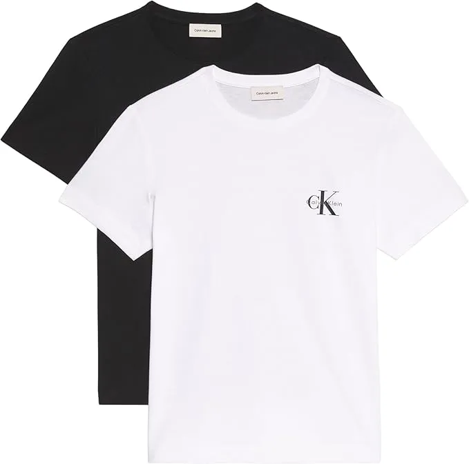 Calvin Klein Camisetas de Manga Corta Pack de 2 Mujer Logo tee con Cuello Redondo