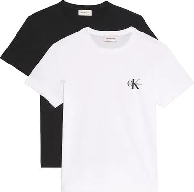 Calvin Klein Camisetas de Manga Corta Pack de 2 Mujer Logo tee con Cuello Redondo