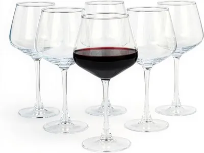 Amazon Basics Copas de Vino Tinto con Tallo, Juego de 6 Piezas, 568ml
