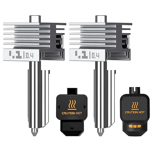 2PCS Upgraded P2S/X2D/H2 Series Alta Velocidad Quick Swap Hotend Boquilla Acero Endurecido de 0.4mm con Cubierta Silicona Compatible with Bambu Lab X2D/P2S/H2D/H2S/H2C Impresora 3D