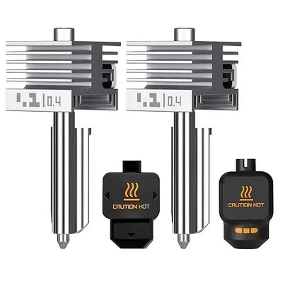 2PCS Upgraded P2S/X2D/H2 Series Alta Velocidad Quick Swap Hotend Boquilla Acero Endurecido de 0.4mm con Cubierta Silicona Compatible with Bambu Lab X2D/P2S/H2D/H2S/H2C Impresora 3D