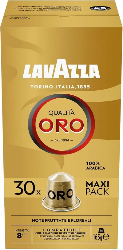 Lavazza Qualità Oro: 30 Cápsulas de Café Nespresso Compatibles con Notas Florales y Afrutadas