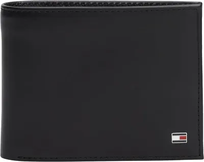 Cartera Tommy Hilfiger Eton Negra Unisex de Cuero con Múltiples Compartimentos