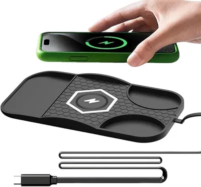Cargador Inalámbrico para Coche 15W con Base Portátil Antideslizante
