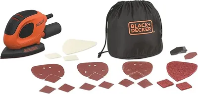 BLACK+DECKER Lijadora de detalles compacta de 55 W con 10 accesorios y bolsa de transporte, BEW230BCA-QS