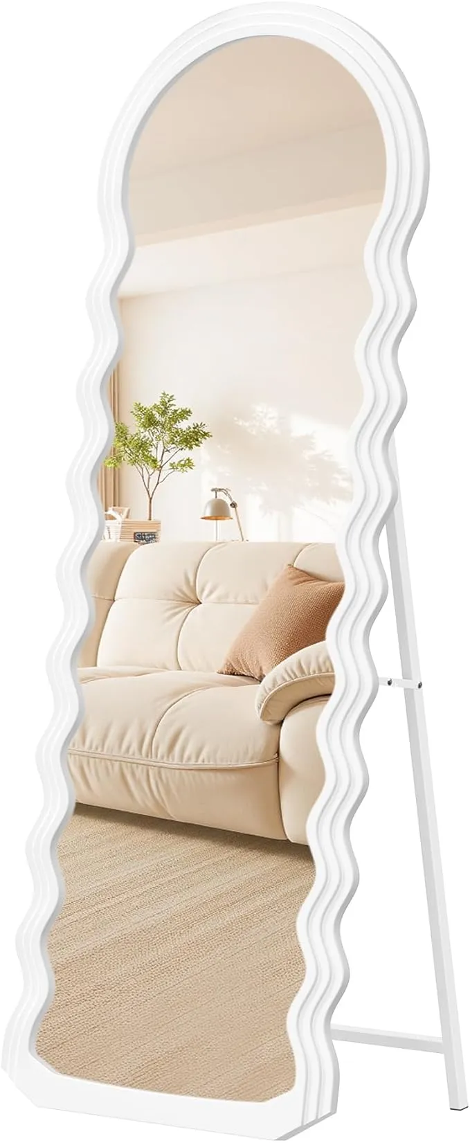 SONGMICS Espejo de Cuerpo Entero Ondulado con Soporte 160x50cm