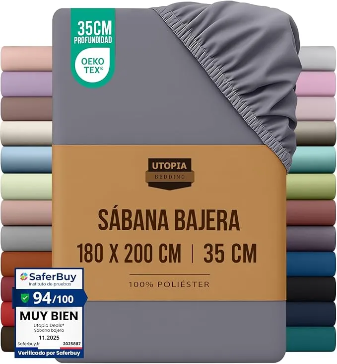 Sábana Bajera Utopia Bedding Gris 180x200 cm