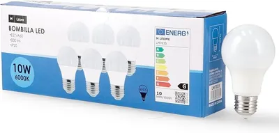 Ledme - Pack 6, Bombilla Led E27 A60 10W, Luz frÃa (6000k), casquillo E27