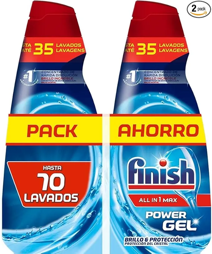 Finish All in 1 Max Power Gel Lavavajillas - Brillo y Protección - 70 Lavados