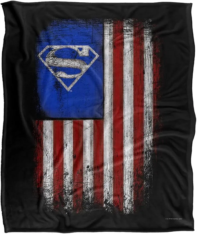 Superman Old Glory Shield Manta súper Suave con Tacto Sedoso – 152 x 127 cm