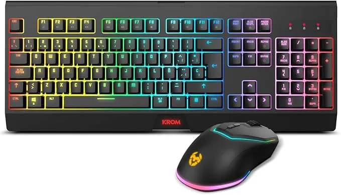 KROM Kabala - Kit Teclado Membrana inalámbrico RGB Rainbow retroiluminado