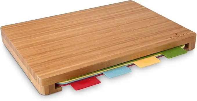 ROMINOX Juego de 5 Tablas de Cortar de Bambú y Plástico con Separación Higiénica