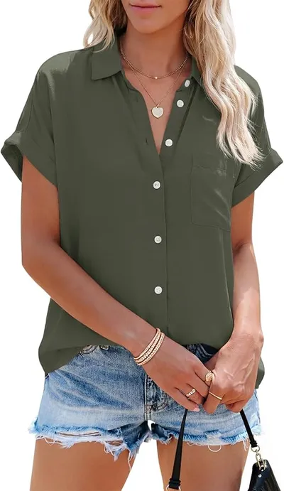 Cicy Bell Blusa para mujer de manga corta a rayas