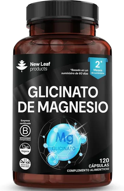 New Leaf Glicinato de Magnesio - 120 Cápsulas para Músculos y Descanso