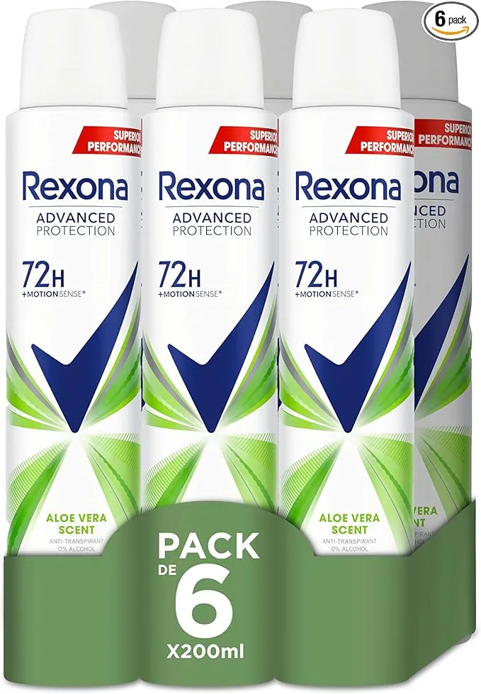 Pack 6 Desodorantes Rexona Aloe Vera Protección 72h