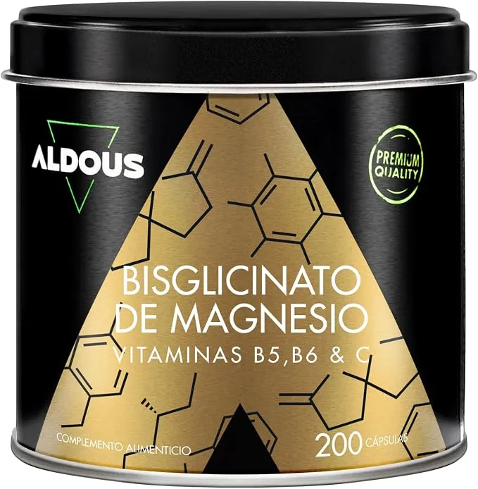 Magnesio Bisglicinato 200 Cápsulas con Vitamina C, B5 y B6 - Aldous