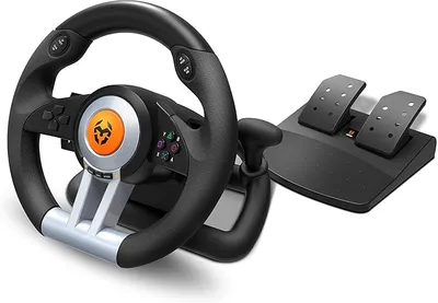 KROM K-Wheel – Volante de Carreras Multiplataforma con Pedales, Palanca de Cambios y Levas, Efectos de Vibración, 12 Botones, Ángulo de Giro de 180º – Compatible con PC, PS3, PS4 y Xbox One – Negro
