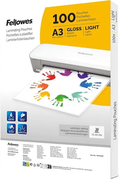 Fellowes Fundas de plastificar A3, Pack de 100