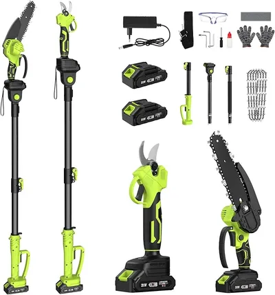 Kit de Tijeras de Podar Telescópicas y Motosierra Telescópica
