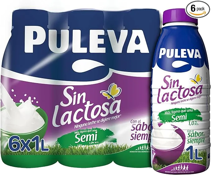 Leche Puleva Sin Lactosa Semidesnatada 1% MG Pack 6x1L