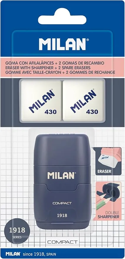 MILAN® BlÃster afilaborra COMPACT serie 1918 azul + 2 gomas de recambio