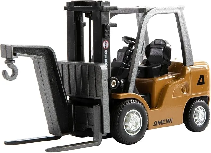Amewi Mini Carretilla Elevadora RC 1:64 RTR 8 Canales - Modelo Metálico Amarillo/Negro