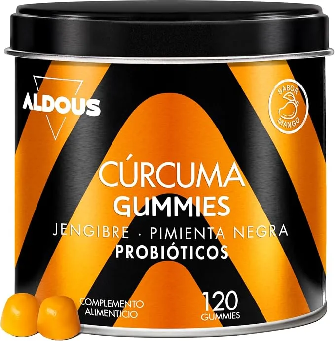 Curcuma + Jengibre y Pimienta Negra - 120 Gominolas Antioxidantes y Antiinflamatorias