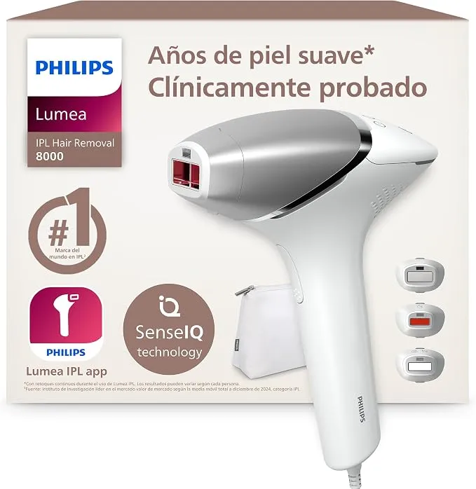 Depiladora IPL Philips Lumea Serie 8000 con SenseIQ y Accesorios