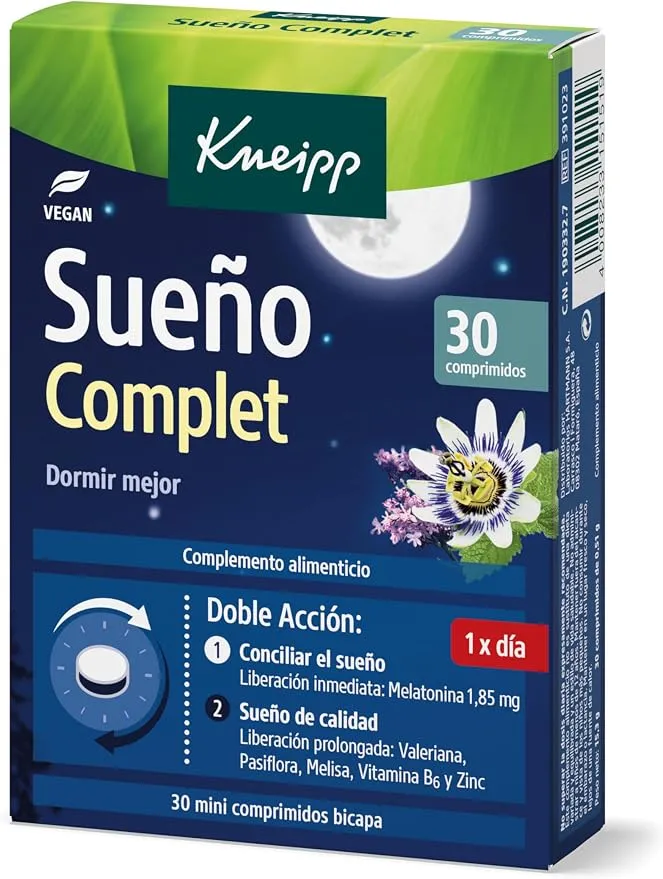Kneipp Sueño Complet Bicapa Melatonina para un Descanso Óptimo - 30 Comprimidos