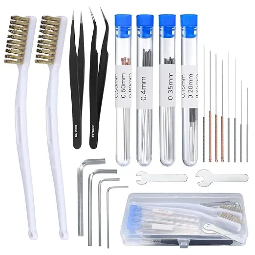 Kit de Limpieza de Agujas de Boquillas de Impresora 3D, 44 Piezas