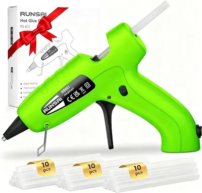 RUNSAI Pistola Silicona Caliente Antigoteo con 30 Barras Pegamento 7mm