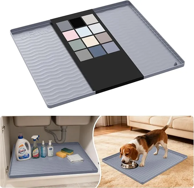 URMONA Alfombrilla Fregadero Impermeable de Silicona 48x55cm Gris Claro