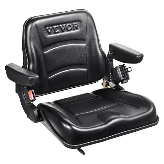 VEVOR Asiento Universal Plegable para Carretilla Elevadora y Tractor con Respaldo Ajustable
