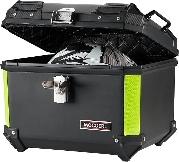 Maleta para Moto MOCOERL ABS 45L con Cojín y Reflector Negro