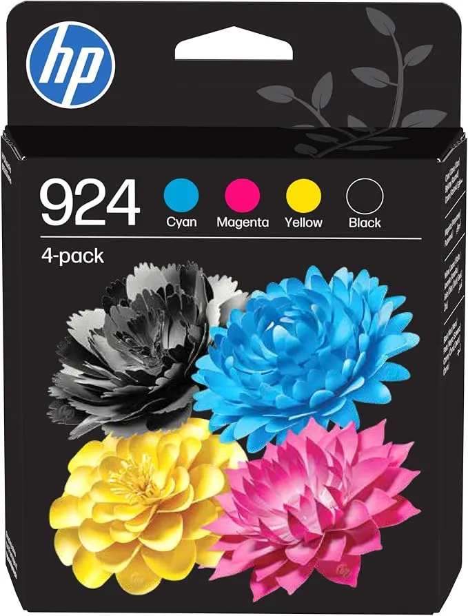 Pack 4 Cartuchos Tinta Originales HP 924 Negro, Cian, Magenta, Amarillo