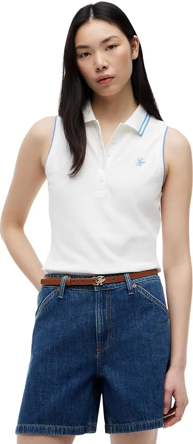 Tommy Hilfiger Polo de Manga Corta Mujer Swimshop Cotton sin Mangas
