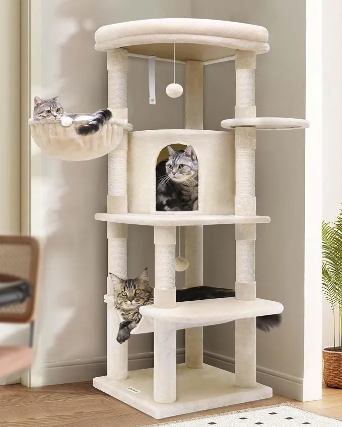Globlazer Árbol Rascador para Gatos Grande Beige 130 cm