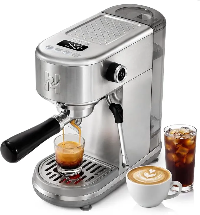 HIBREW H10B Lite Máquina de Espresso Programable con Pantalla LED y Espumador de Leche