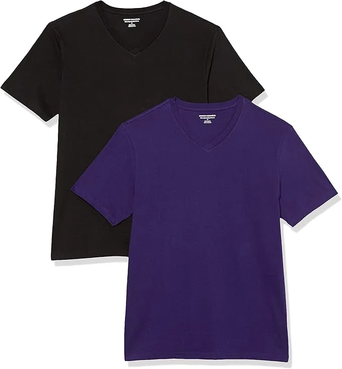 Pack de 2 Camisetas Amazon Essentials de Manga Corta con Cuello en V para Hombre