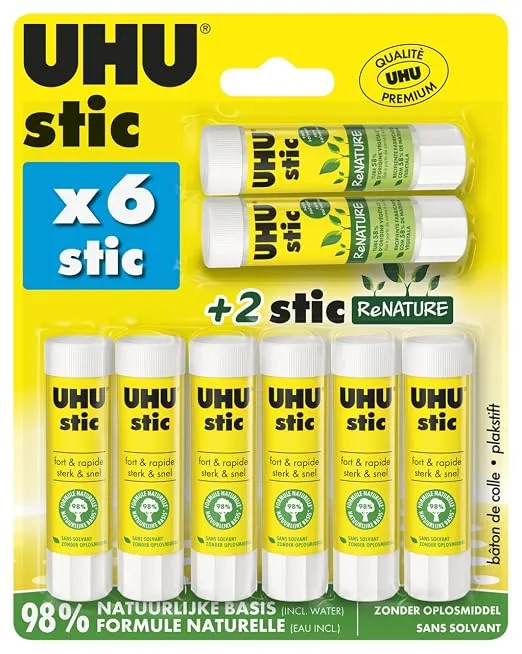 UHU Stic - Palo de Pegamento Adhesivo Sin Disolventes para Manualidades y Oficina