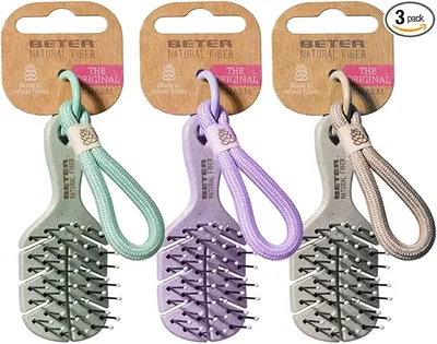 Pack 3 Charm Cepillo Natural Fiber Beter con Cadena para Colgar